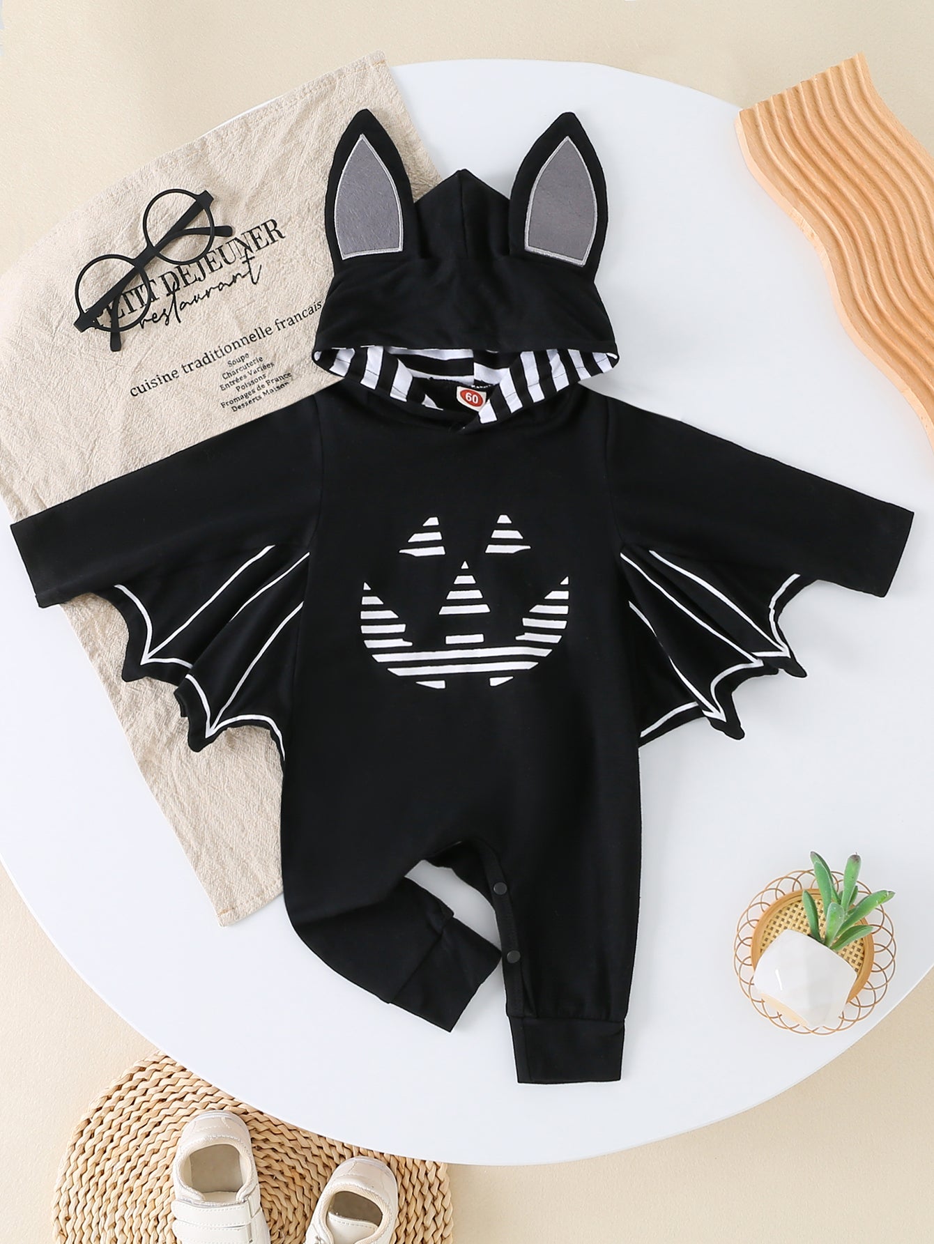 Baby Clothes Boys Halloween Black Pumpkin One-pieces Hooded Long Sleeve Romper