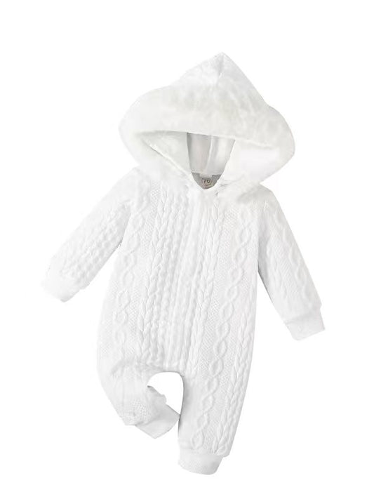 Little Girls Clothing Sets Baby Boys Hooded Long Sleeve White Romper