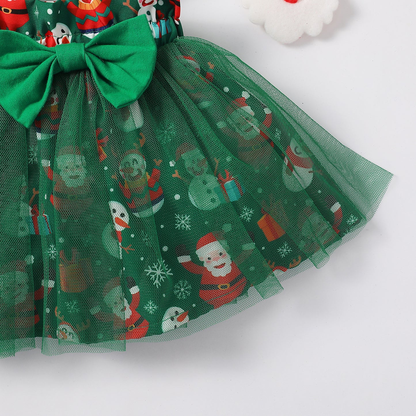 Little Girls Green Christmas Mesh Dress Newborn Santa Baby Romper And Skirt Outfit