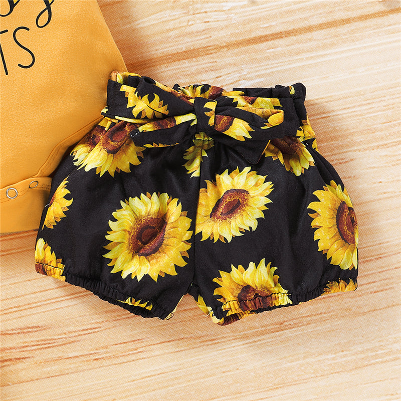 Baby Girls Clothes Toddler Short Sleeve Romper Bodysuit Floral Tops Pants Set