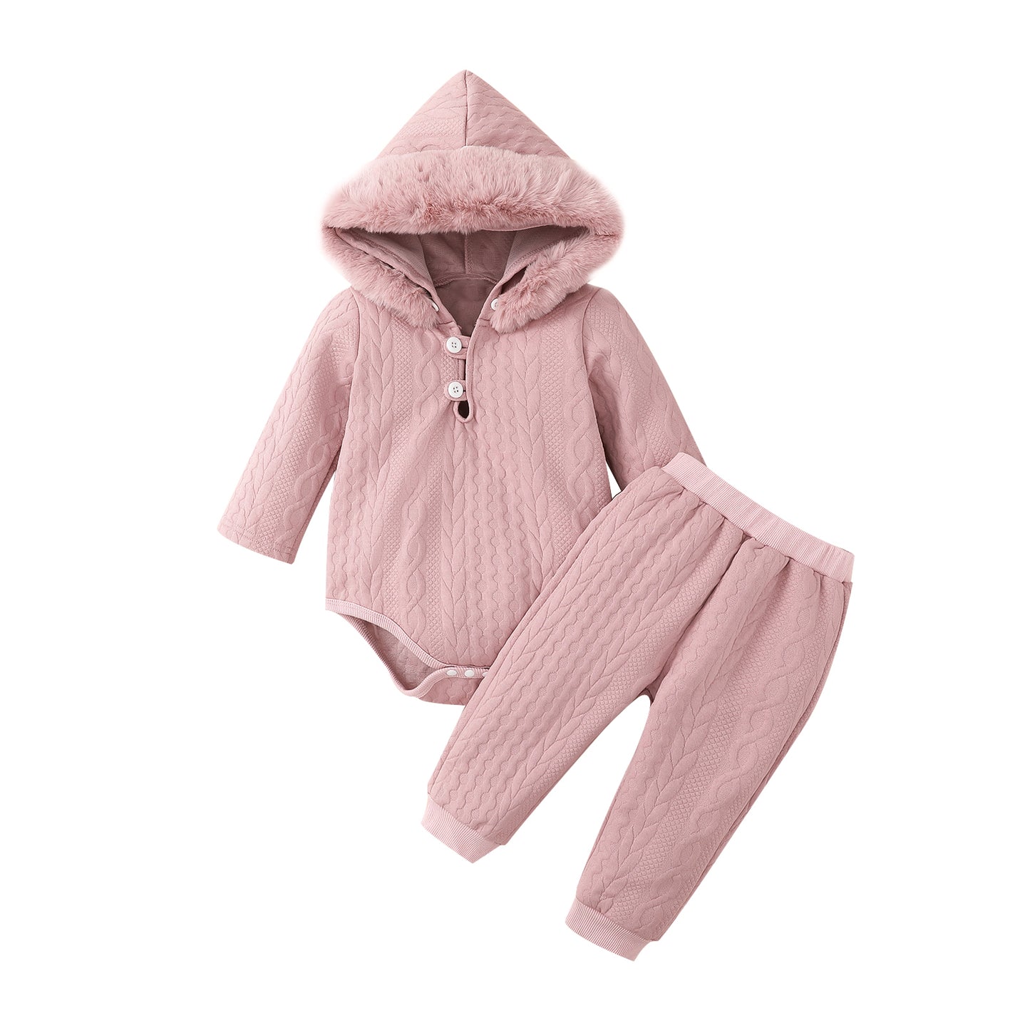 0-18 Months Girls Hooded Long Sleeve Romper and Pants Outfit Clothingonths Kids Autumn and Winter Clothing